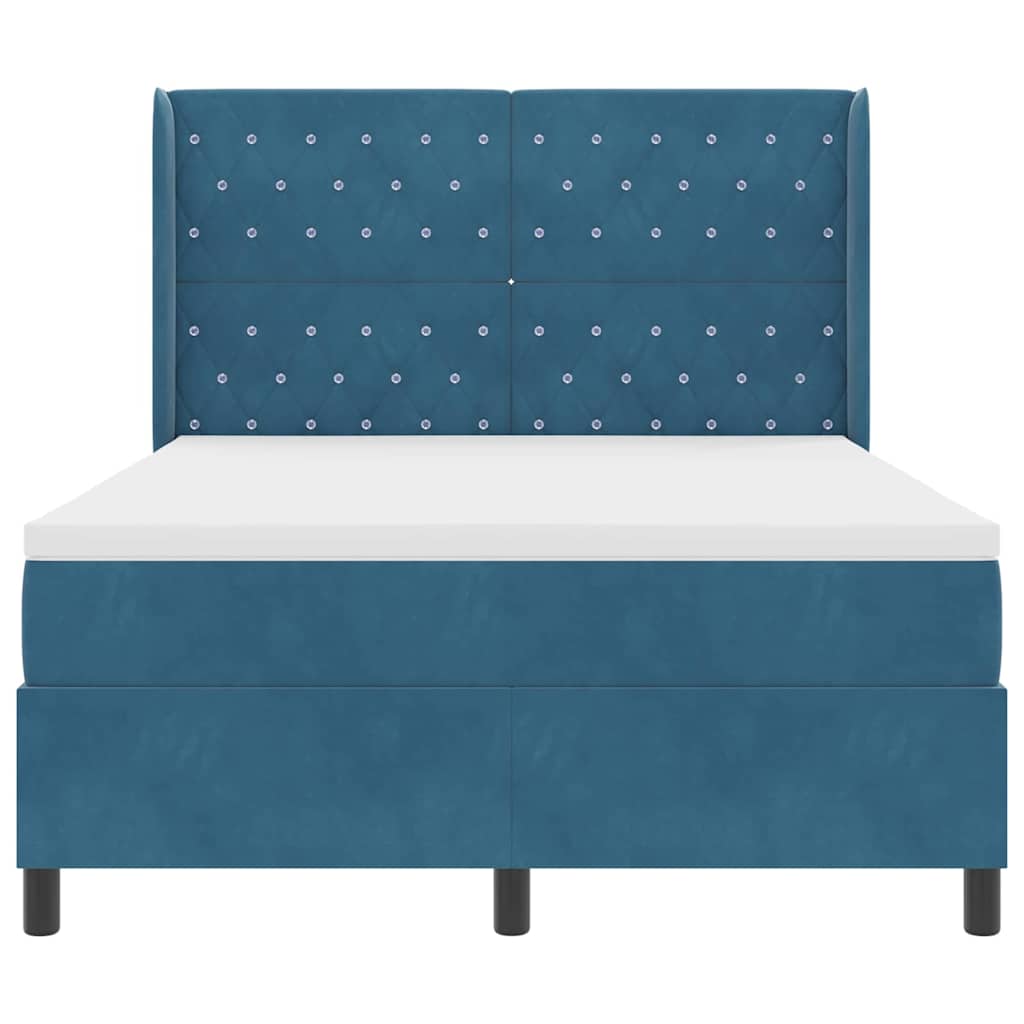 Κρεβάτι με ελατήρια με στρώμα Μπλε 160 x 200 cm Βελούδο - Pakobazaar