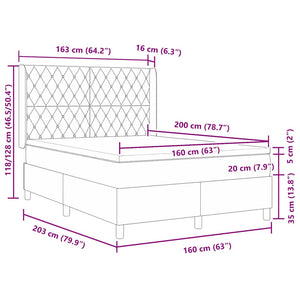 Κρεβάτι με ελατήρια με στρώμα Ροζ 160 x 200 cm Βελούδο - Pakobazaar