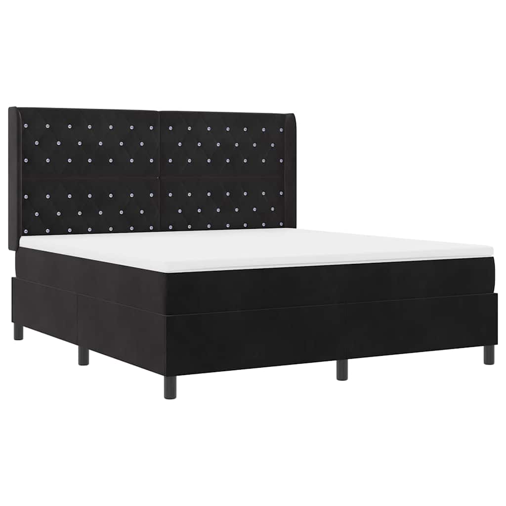 Κρεβάτι με ελατήρια με στρώμα Μαύρο 180 x 200 cm Βελούδο - Pakobazaar