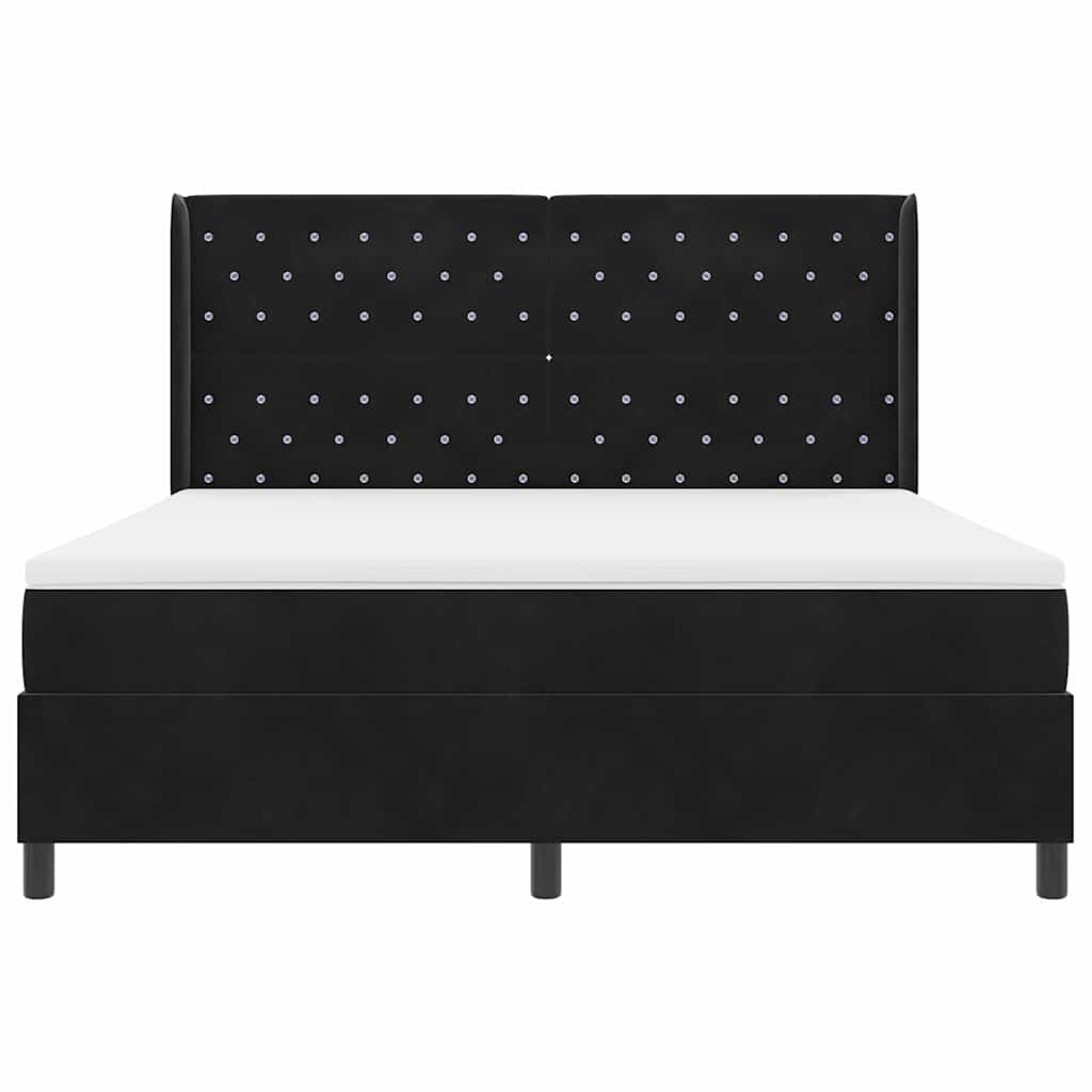 Κρεβάτι με ελατήρια με στρώμα Μαύρο 180 x 200 cm Βελούδο - Pakobazaar