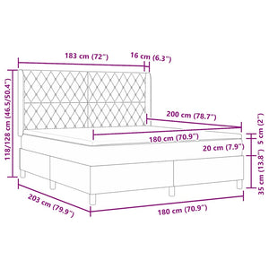 Κρεβάτι με ελατήρια Σκούρο Πράσινο 180 x 200 cm Βελούδο - Pakobazaar