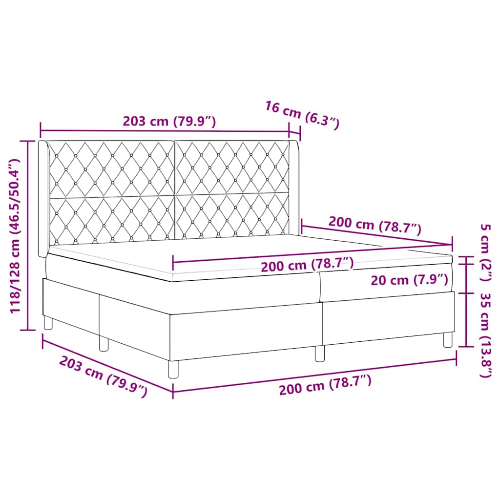Κρεβάτι με ελατήρια με στρώμα Μπλε 200 x 200 cm Βελούδο - Pakobazaar