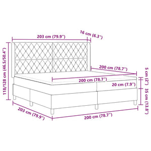 Κρεβάτι με ελατήρια με στρώμα Μπλε 200 x 200 cm Βελούδο - Pakobazaar