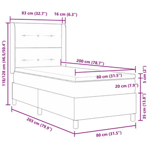 Κρεβάτι με ελατήρια με στρώμα Ροζ 80 x 200 cm Βελούδο - Pakobazaar