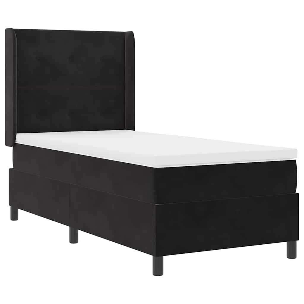 Κρεβάτι με ελατήρια με στρώμα Μαύρο 90 x 190 cm Βελούδο - Pakobazaar