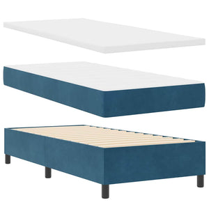 Κρεβάτι με ελατήρια με στρώμα Μπλε 100 x 200 cm Βελούδο - Pakobazaar