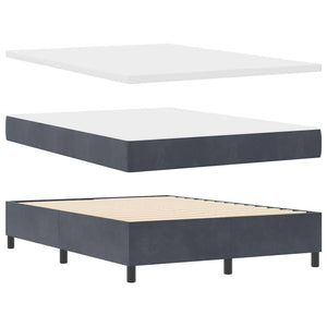 Κρεβάτι με ελατήρια με στρώμα Σκούρο Γκρι 140 x 200 cm Βελούδο - Pakobazaar