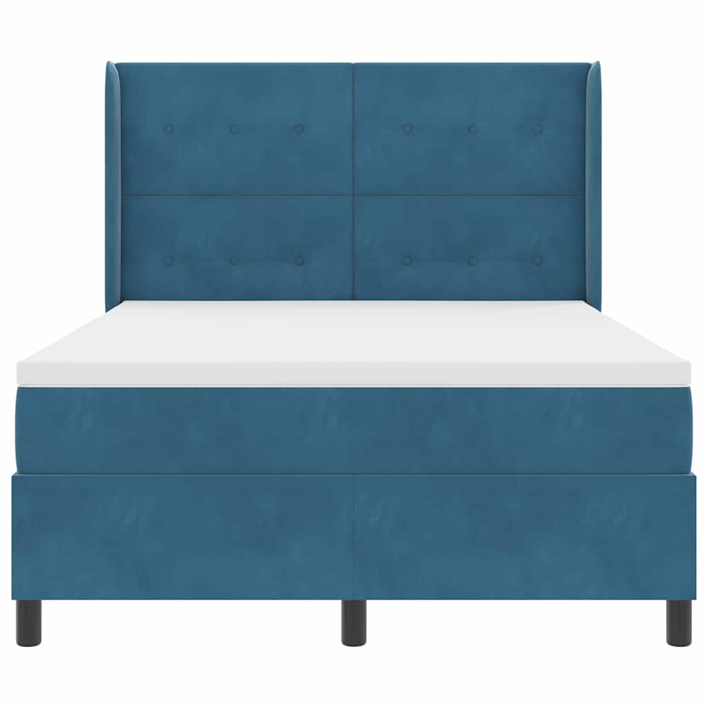 Κρεβάτι με ελατήρια με στρώμα Μπλε 160 x 200 cm Βελούδο - Pakobazaar