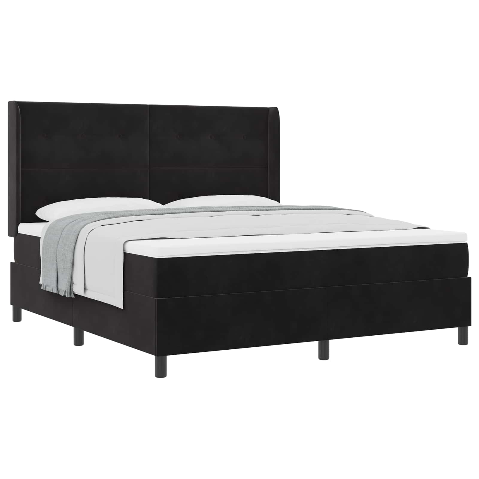 Κρεβάτι με ελατήρια με στρώμα Μαύρο 180 x 200 cm Βελούδο - Pakobazaar