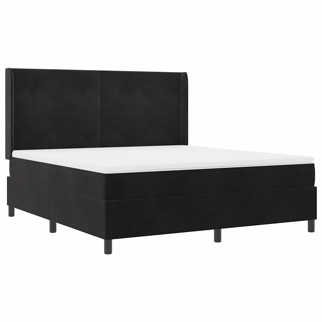Κρεβάτι με ελατήρια με στρώμα Μαύρο 180 x 200 cm Βελούδο - Pakobazaar