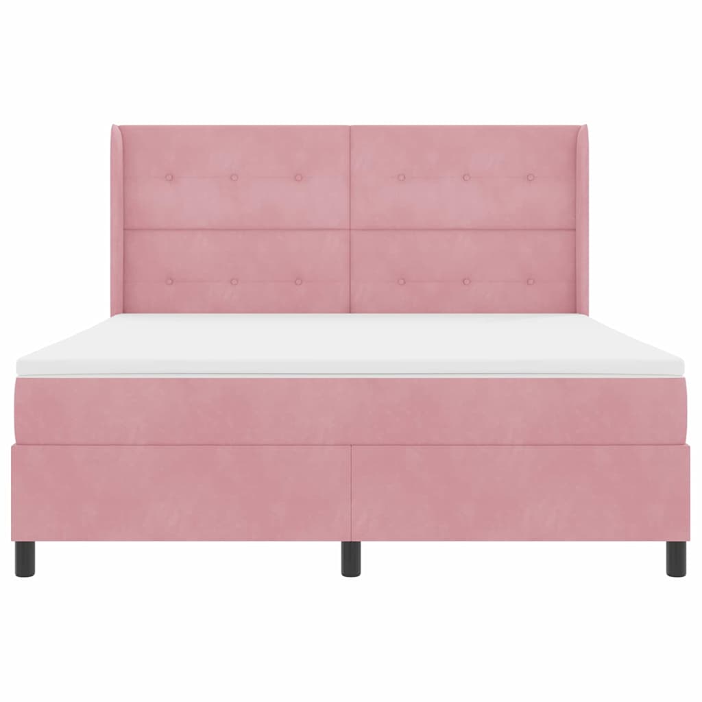 Κρεβάτι με ελατήρια με στρώμα Ροζ 180 x 200 cm Βελούδο - Pakobazaar