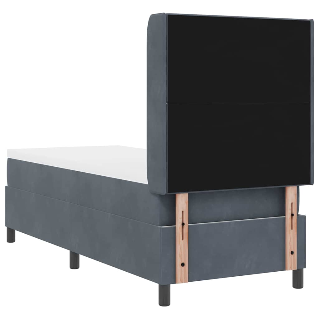 Κρεβάτι με ελατήρια με κεφαλάρι Σκούρο Γκρι 80 x 200 cm Βελούδο - Pakobazaar