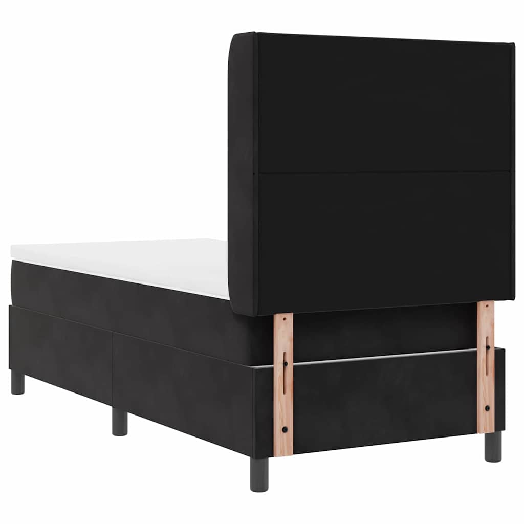 Κρεβάτι με ελατήρια με στρώμα Μαύρο 90 x 190 cm Βελούδο - Pakobazaar