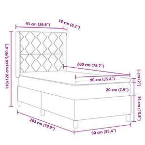 Κρεβάτι με ελατήρια με κεφαλάρι Μαύρο 90 x 200 cm Βελούδο - Pakobazaar