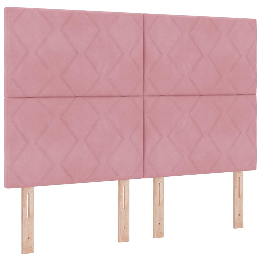 Κρεβάτι με ελατήρια με κεφαλάρι Ροζ 140 x 200 cm Βελούδο - Pakobazaar