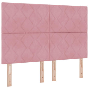 Κρεβάτι με ελατήρια με κεφαλάρι Ροζ 140 x 200 cm Βελούδο - Pakobazaar