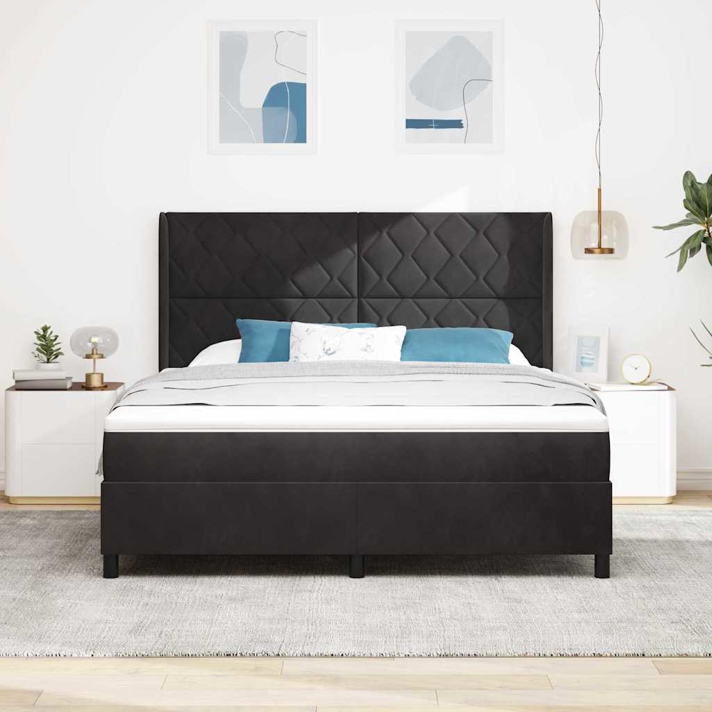 Κρεβάτι με ελατήρια με κεφαλάρι Μαύρο 180 x 200 cm Βελούδο