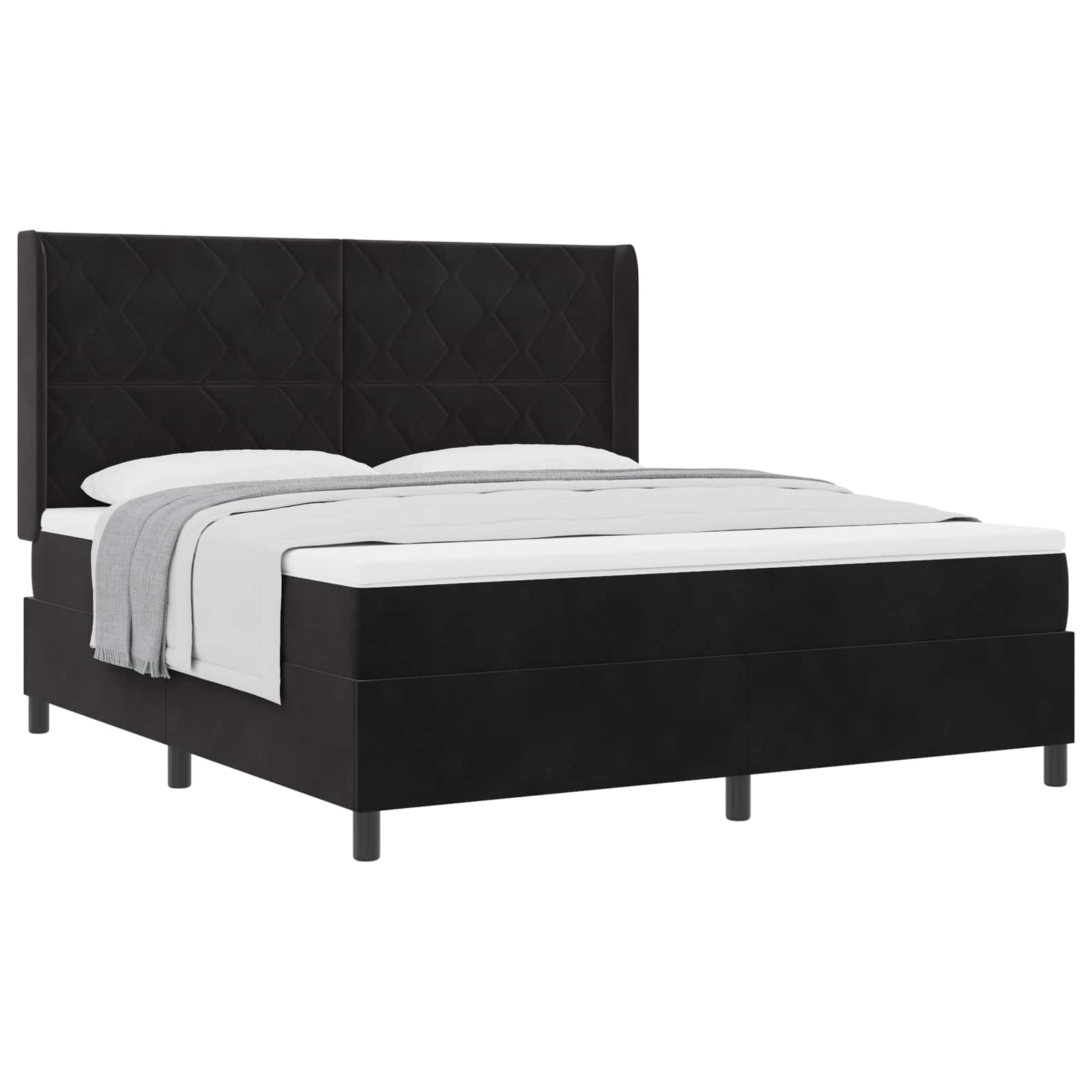 Κρεβάτι με ελατήρια με κεφαλάρι Μαύρο 180 x 200 cm Βελούδο