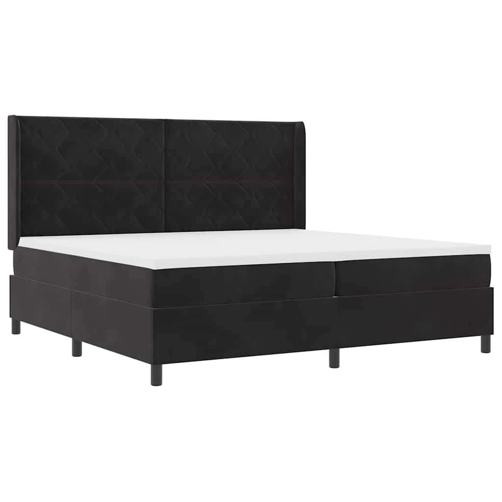 Κρεβάτι με ελατήρια με στρώμα Μαύρο 200 x 200 cm Βελούδο - Pakobazaar