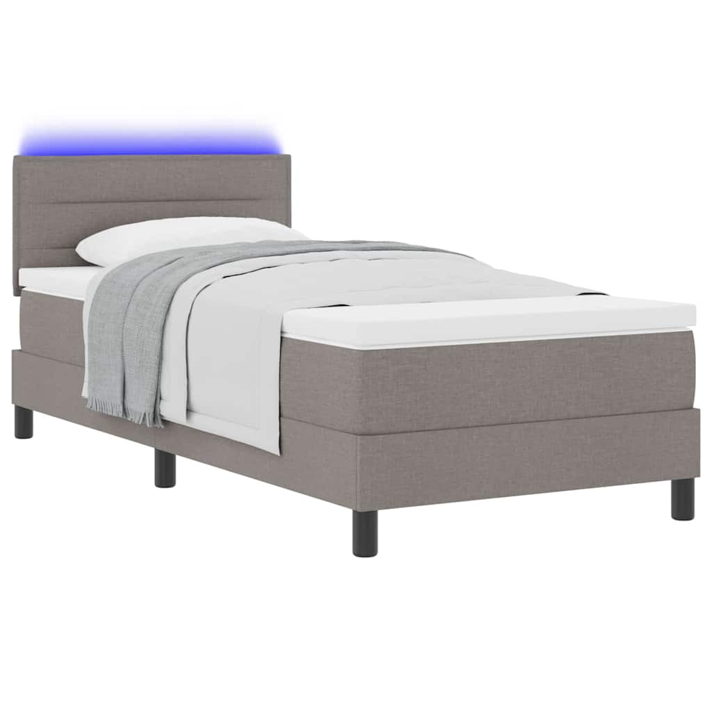 Κρεβάτι με ελατήρια με στρώμα με led Taupe 90 x 200 cm ύφασμα - Pakobazaar