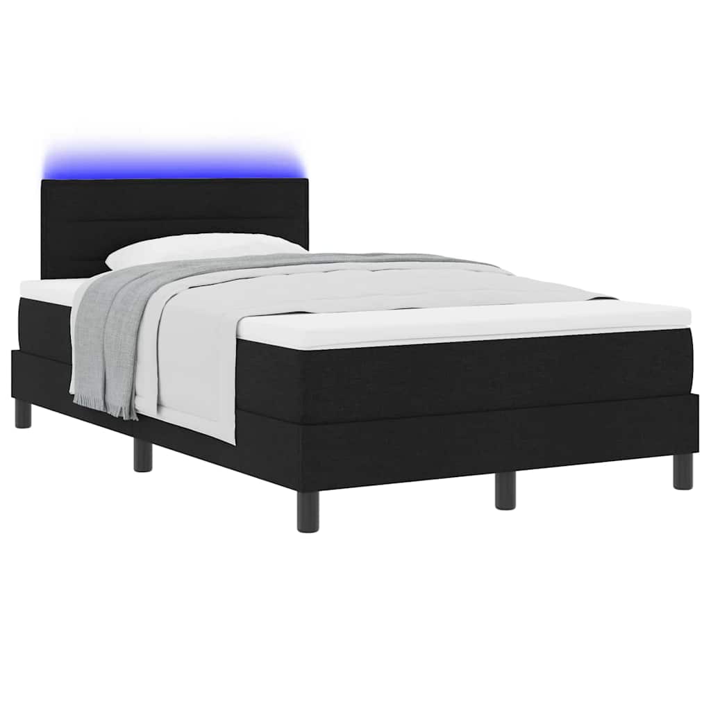Κρεβάτι με ελατήρια με στρώμα με led Μαύρο 120 x 190 cm ύφασμα - Pakobazaar
