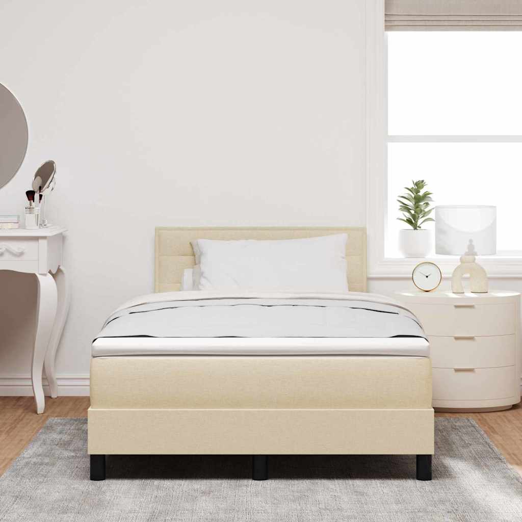 Κρεβάτι με ελατήρια με στρώμα με led Κρεμ 120 x 190 cm ύφασμα - Pakobazaar