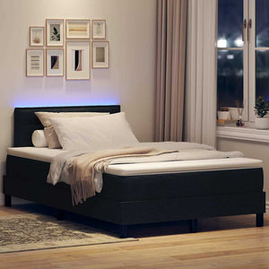 Κρεβάτι με ελατήρια με στρώμα με led Μαύρο 120 x 200 cm ύφασμα - Pakobazaar