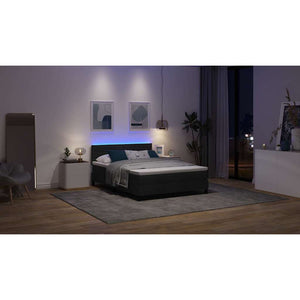 Κρεβάτι με ελατήρια με στρώμα με led Μαύρο 140 x 190 cm ύφασμα - Pakobazaar