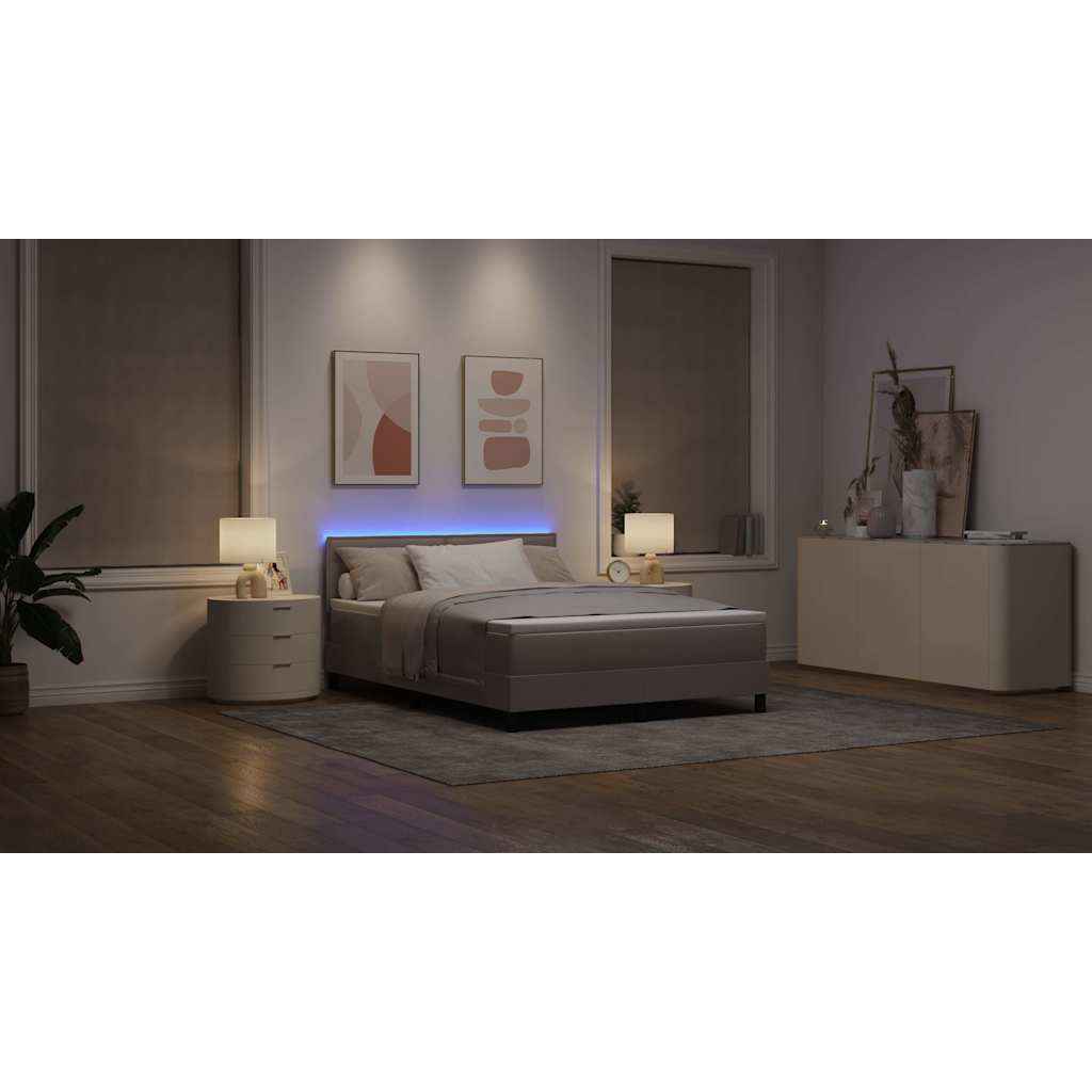 Κρεβάτι με ελατήρια με στρώμα με led Taupe 140 x 190 cm ύφασμα - Pakobazaar