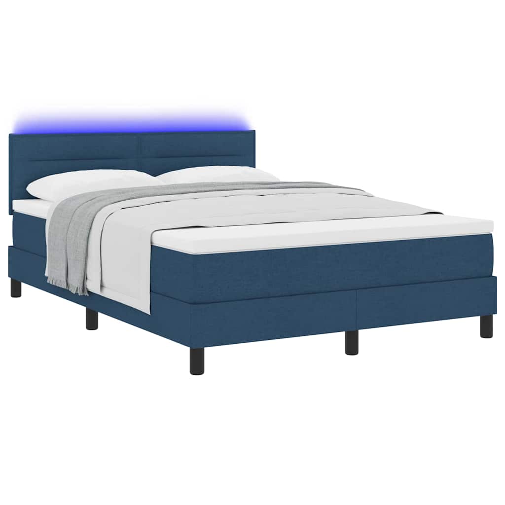Κρεβάτι με ελατήρια με στρώμα με led Μπλε 140 x 200 cm ύφασμα - Pakobazaar