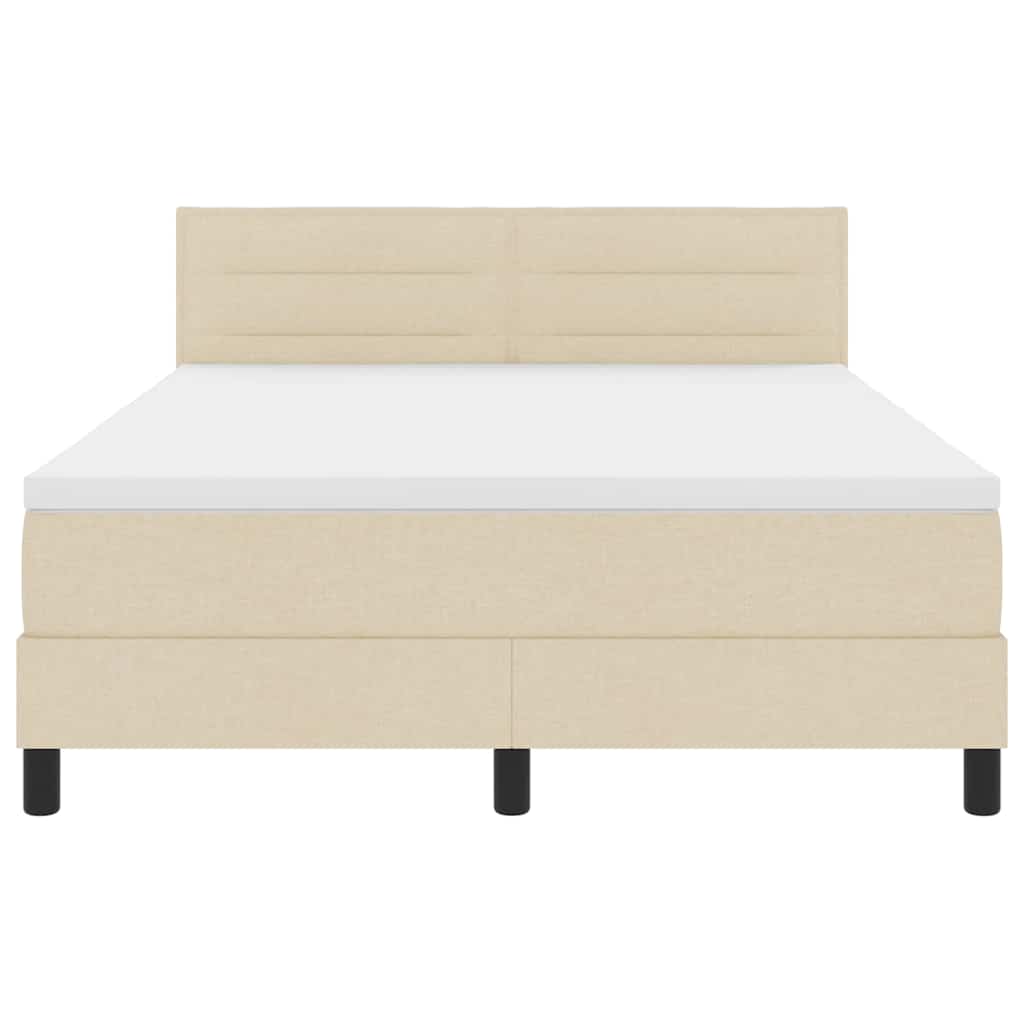 Κρεβάτι με ελατήρια με κεφαλάρι Κρεμ 160 x 200 cm ύφασμα - Pakobazaar