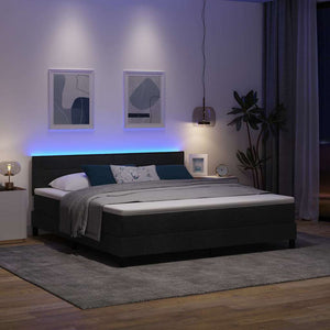 Κρεβάτι με ελατήρια με στρώμα με led Μαύρο 180 x 200 cm ύφασμα - Pakobazaar