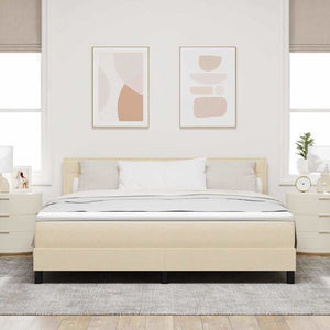 Κρεβάτι με ελατήρια με κεφαλάρι Κρεμ 180 x 200 cm ύφασμα - Pakobazaar