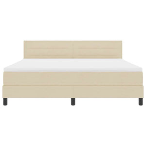 Κρεβάτι με ελατήρια με κεφαλάρι Κρεμ 180 x 200 cm ύφασμα - Pakobazaar