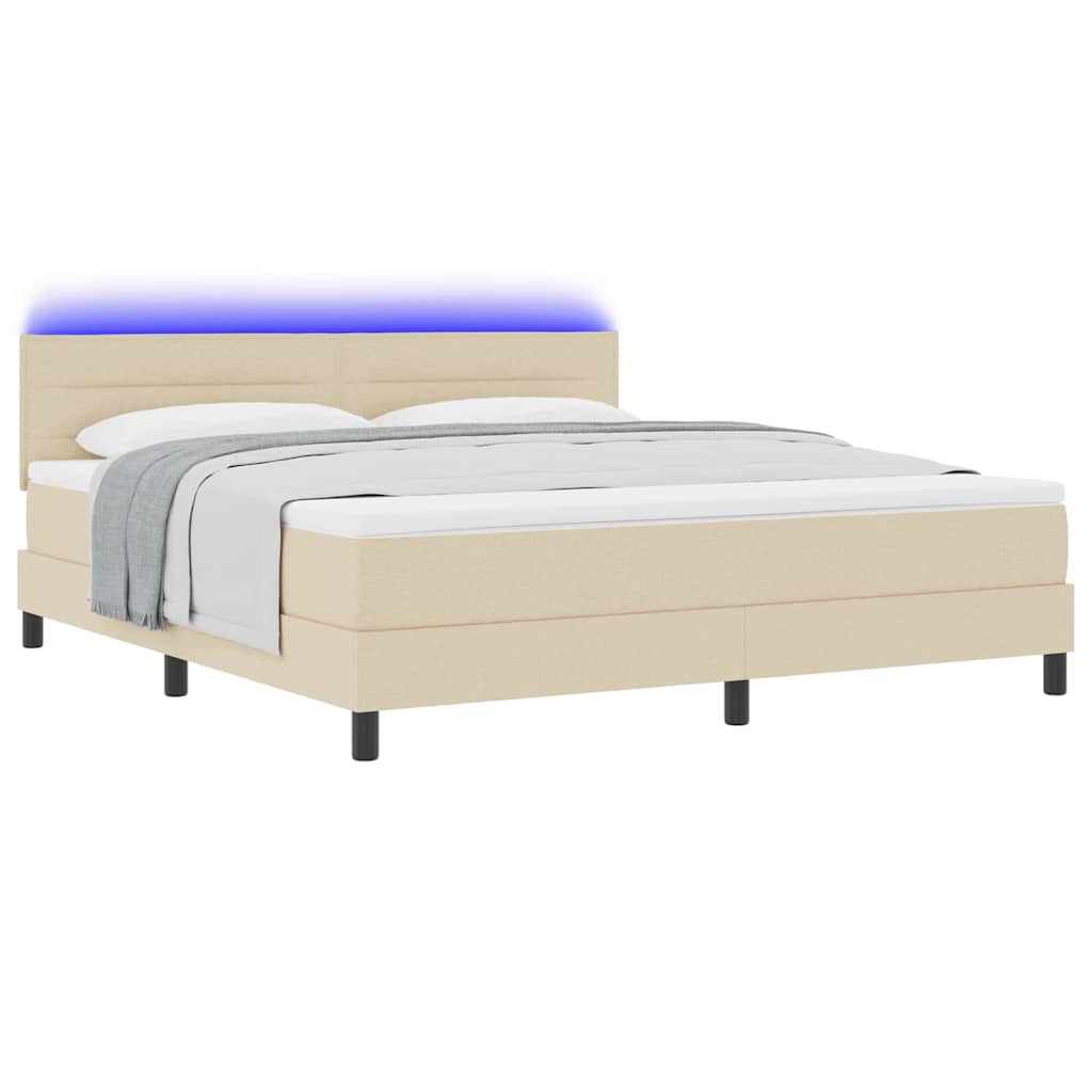 Κρεβάτι με ελατήρια με στρώμα με led Κρεμ 180 x 200 cm ύφασμα - Pakobazaar