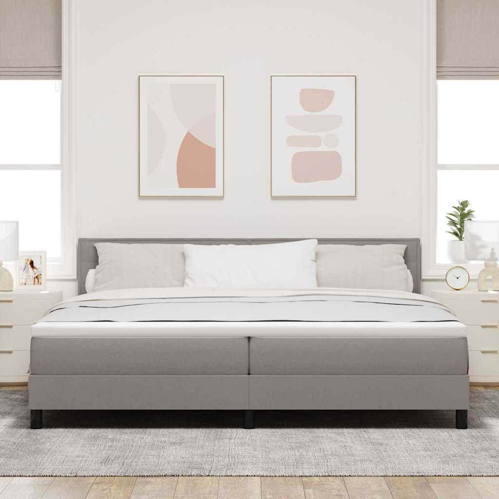 Κρεβάτι με ελατήρια με στρώμα με led Taupe 200 x 200 cm ύφασμα - Pakobazaar