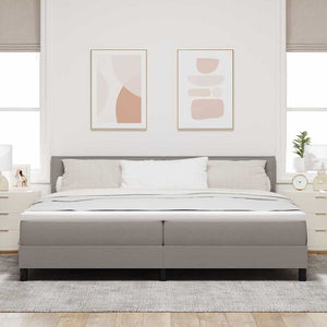Κρεβάτι με ελατήρια με στρώμα με led Taupe 200 x 200 cm ύφασμα - Pakobazaar