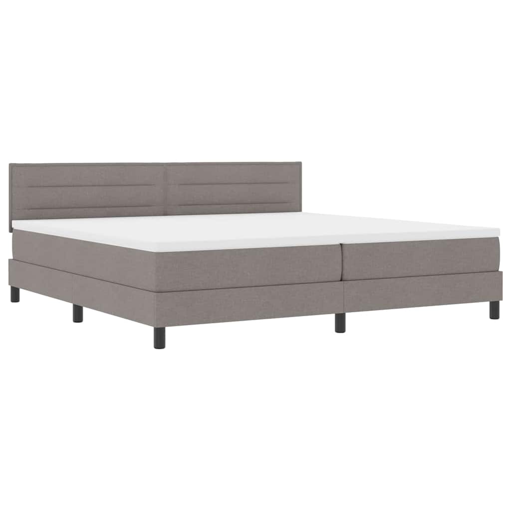 Κρεβάτι με ελατήρια με στρώμα με led Taupe 200 x 200 cm ύφασμα - Pakobazaar