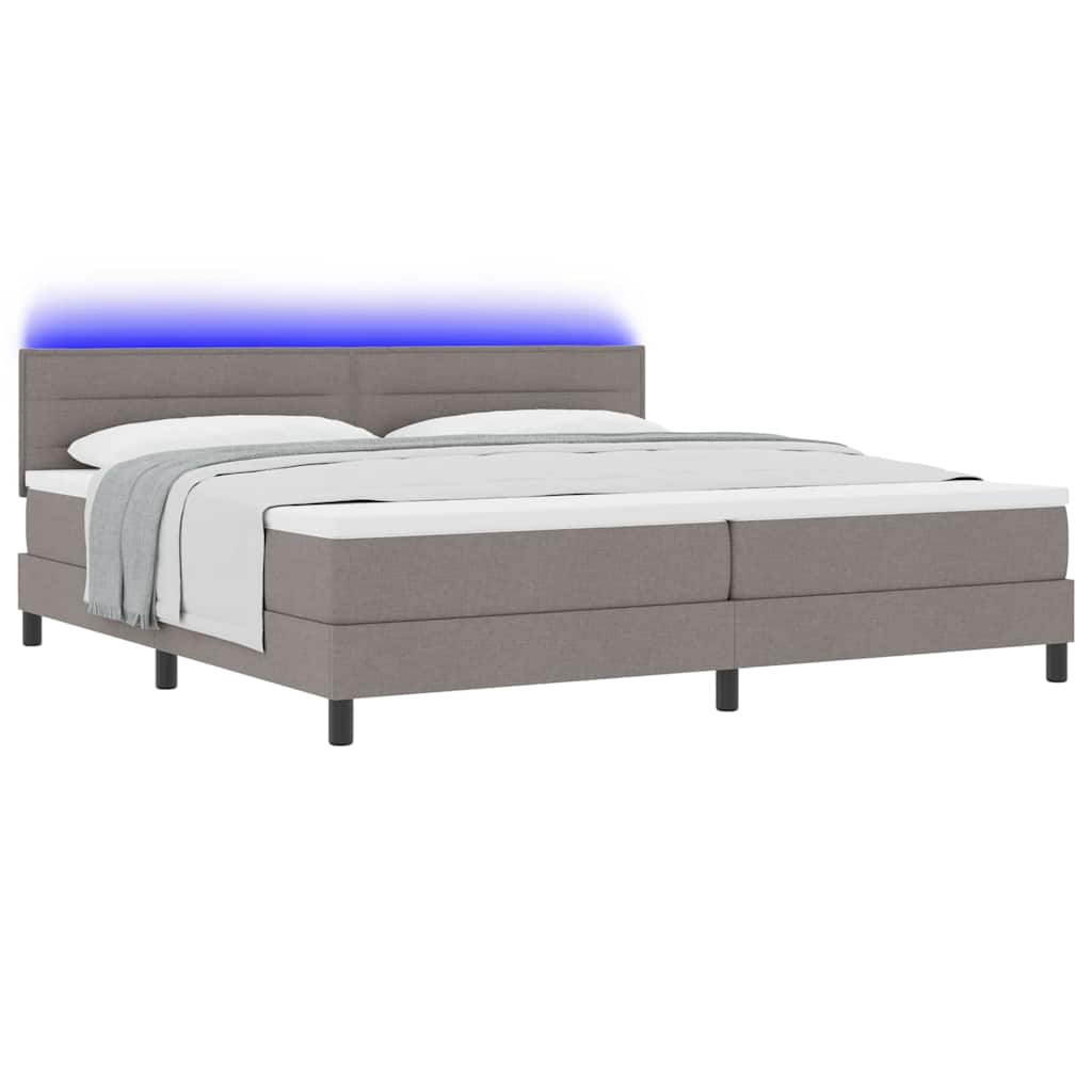 Κρεβάτι με ελατήρια με στρώμα με led Taupe 200 x 200 cm ύφασμα - Pakobazaar