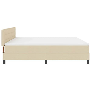 Κρεβάτι με ελατήρια με στρώμα με led Κρεμ 200 x 200 cm ύφασμα - Pakobazaar