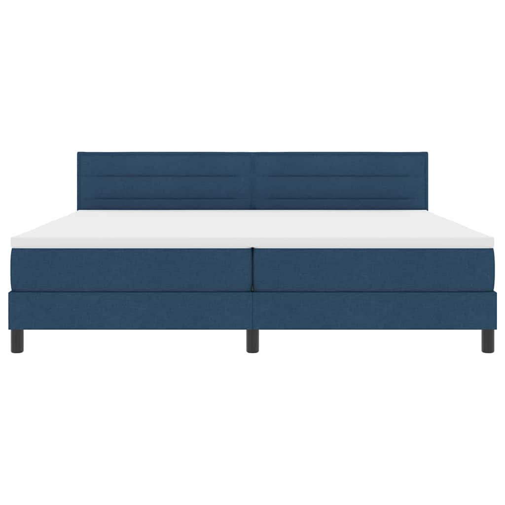 Κρεβάτι με ελατήρια με στρώμα με led Μπλε 200 x 200 cm ύφασμα - Pakobazaar