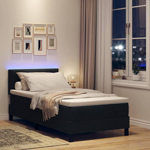 Κρεβάτι με ελατήρια με στρώμα με led Μαύρο 80 x 200 cm ύφασμα - Pakobazaar