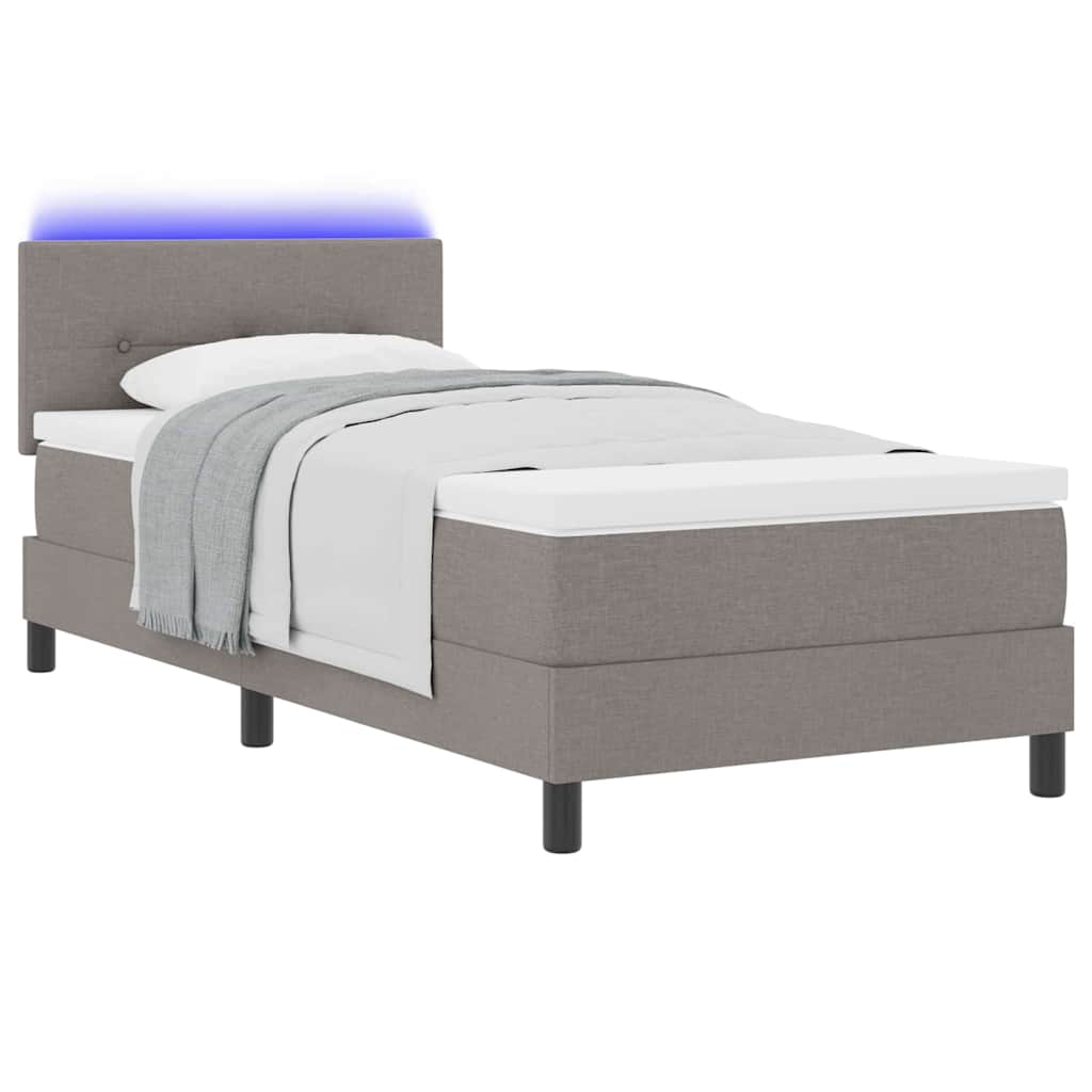 Κρεβάτι με ελατήρια με κεφαλάρι Taupe 90 x 190 cm ύφασμα - Pakobazaar