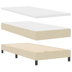 Κρεβάτι με ελατήρια με κεφαλάρι Κρεμ 100 x 200 cm ύφασμα - Pakobazaar