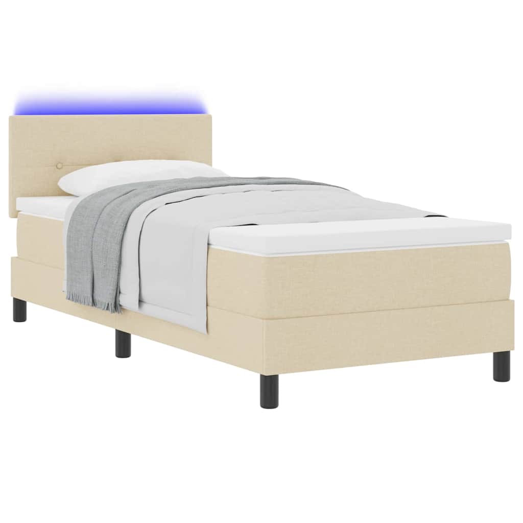 Κρεβάτι με ελατήρια με κεφαλάρι Κρεμ 100 x 200 cm ύφασμα - Pakobazaar
