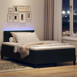 Κρεβάτι με ελατήρια με στρώμα με led Μαύρο 120 x 190 cm ύφασμα - Pakobazaar