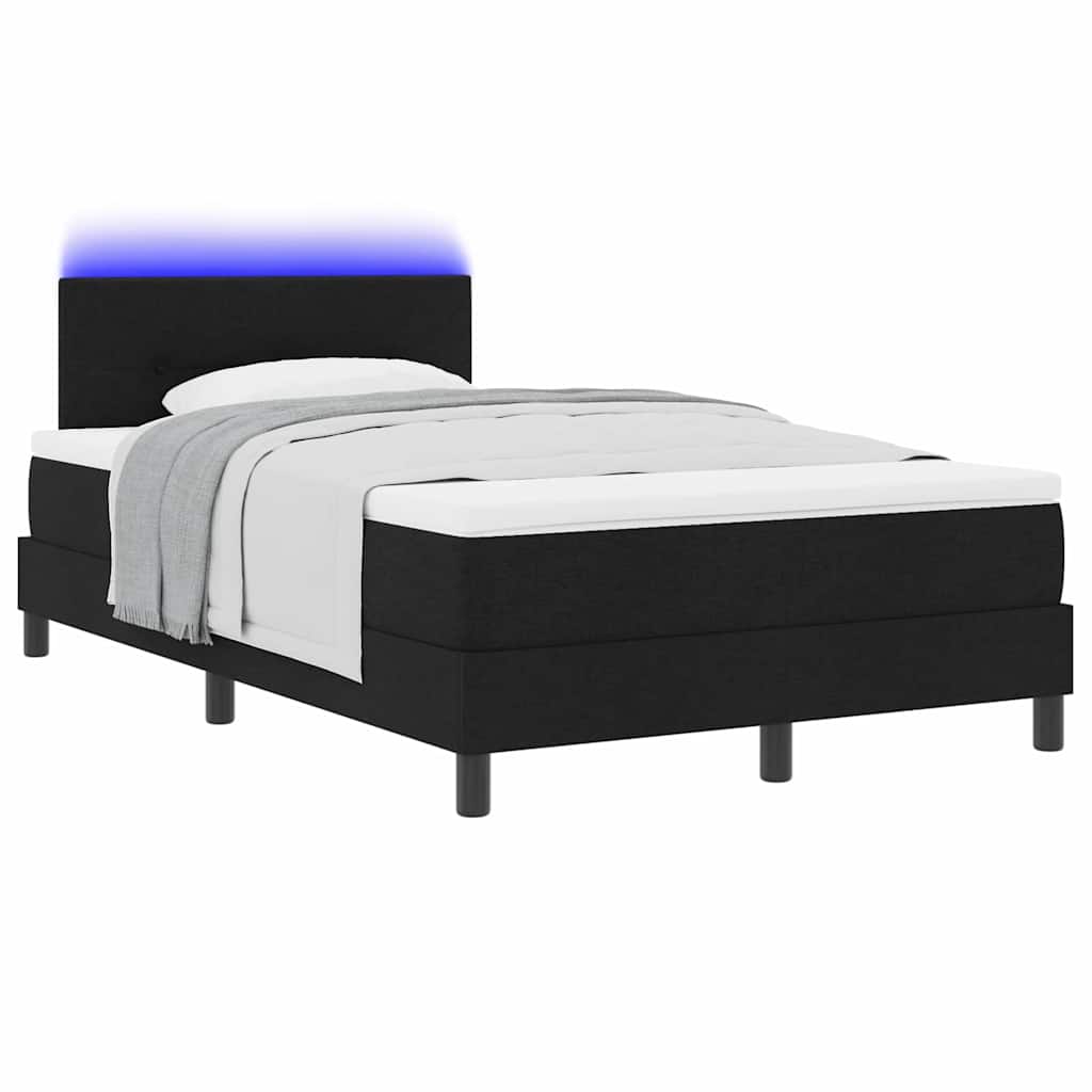 Κρεβάτι με ελατήρια με στρώμα με led Μαύρο 120 x 190 cm ύφασμα - Pakobazaar