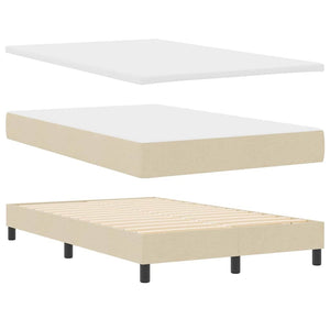 Κρεβάτι με ελατήρια με κεφαλάρι Κρεμ 120 x 190 cm ύφασμα - Pakobazaar