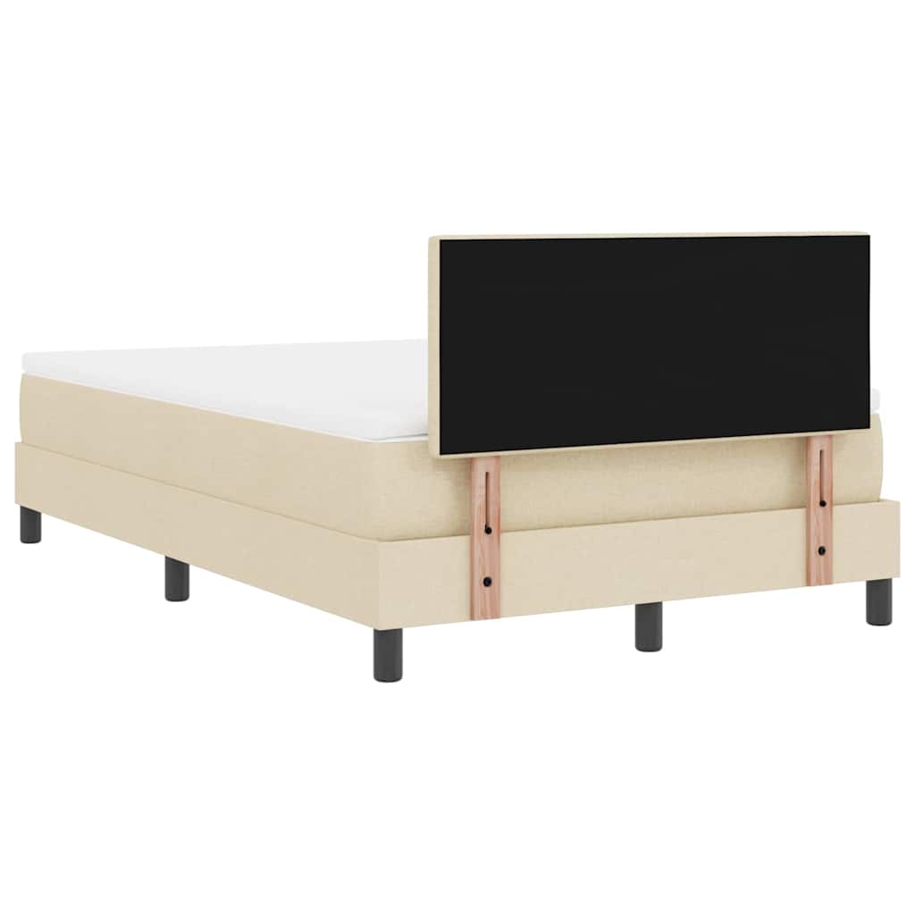 Κρεβάτι με ελατήρια με κεφαλάρι Κρεμ 120 x 190 cm ύφασμα - Pakobazaar