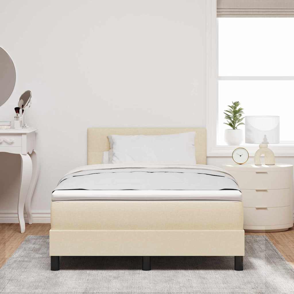 Κρεβάτι με ελατήρια με κεφαλάρι Κρεμ 120 x 200 cm ύφασμα - Pakobazaar